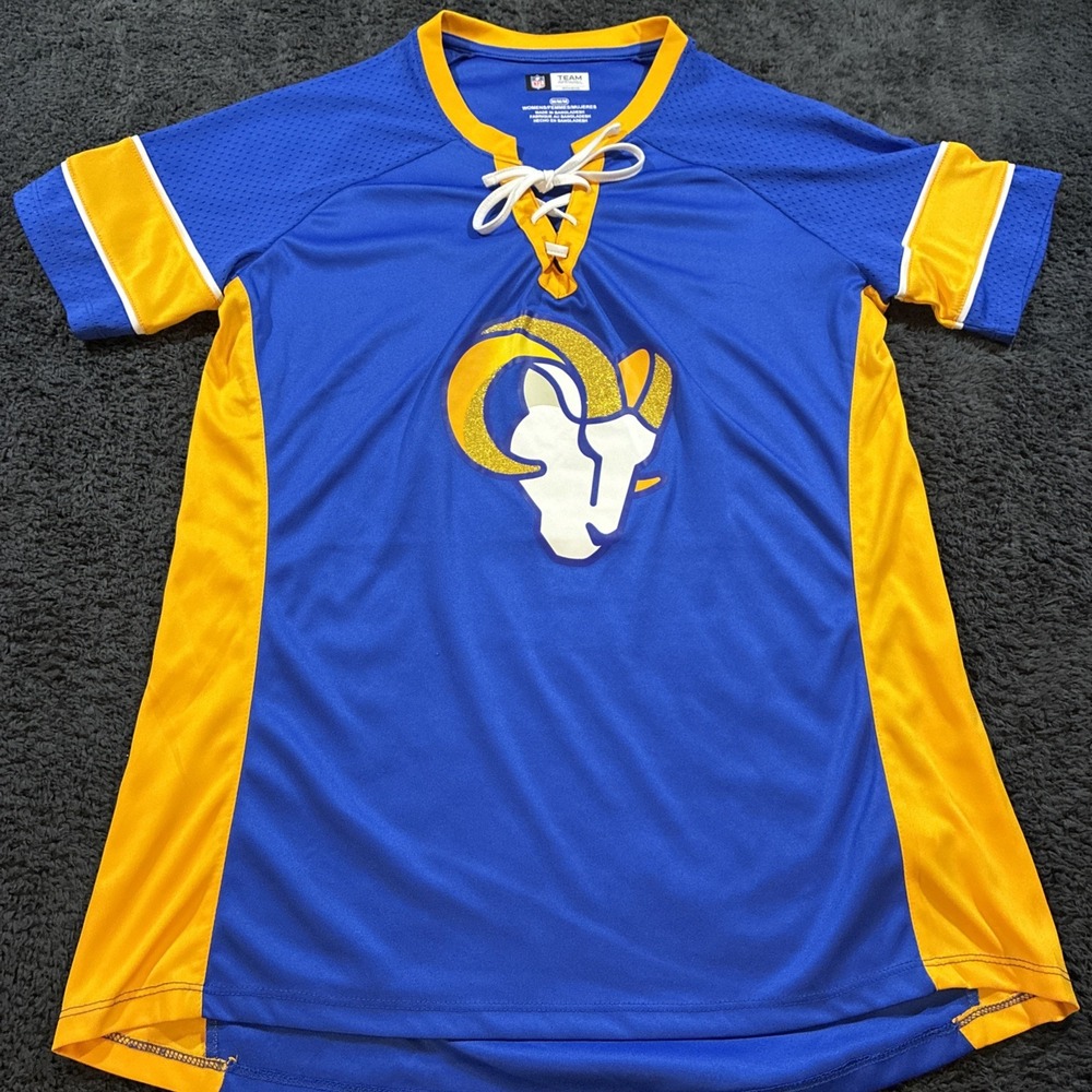 NFL Team Apparel Los Angeles Rams Women M Blue Yellow Lace Up Gameday